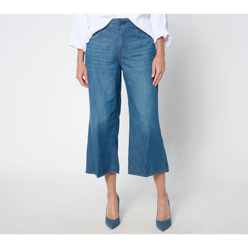 NYDJ High Rise Brigitte Wide Leg Capri - Mission Blue 18